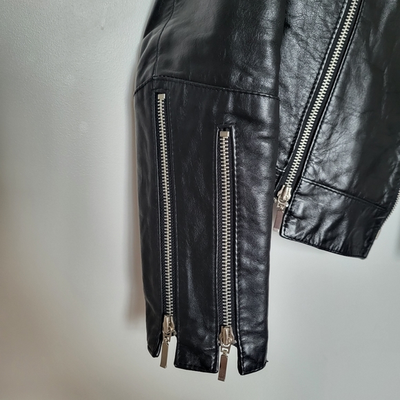 Bebe Black Zipper Genuine Leather Jacket - Picture 8 of 16